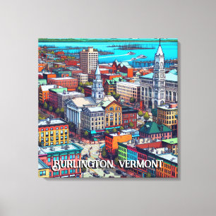 Impressão Em Tela Burlington, Arte de Estilo de Quadrinhos Vermont