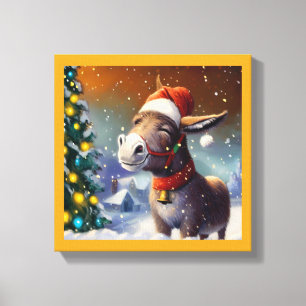 Impressão Em Tela Burro de Natal 1