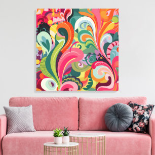 Impressão Em Tela Burst De Cor Whimsical: Arte Padrão Vibrante