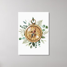 Bússola de Folhagem Aquarela