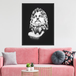 Impressão Em Tela Busto de mármore greco-romano clássico preto e bra