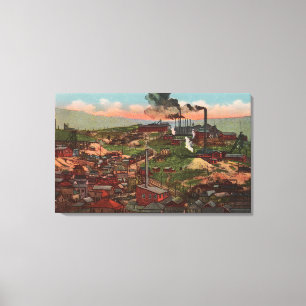 Impressão Em Tela Butte, MT - Vista de fábricas e casas em Hill