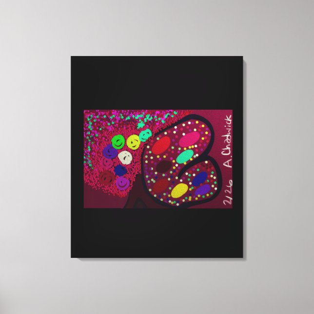 Impressão Em Tela Butterfly Flowering Rose Tree  (Frente)