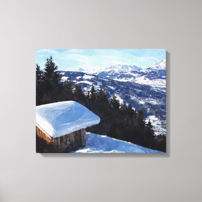 Impressão Em Tela Cabana de montanha com capas de neve (Frente)