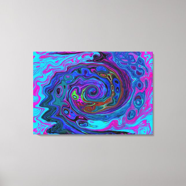 Impressão Em Tela Cabeça Abstrato retroativa azul e roxa (Frente)