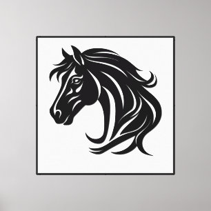 Impressão Em Tela Cabeça de Cavalo Preto Magnífico