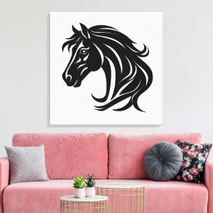 Impressão Em Tela Cabeça de Cavalo Preto Magnífico