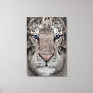 Impressão Em Tela Cabeça de Tigre Branco Estética da Vida Selvagem