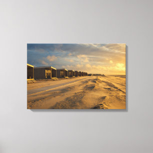 Impressão Em Tela Cabinas de praia no pôr do sol na costa holandesa