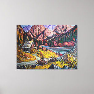 Impressão Em Tela Cabine pela pintura a óleo do lago