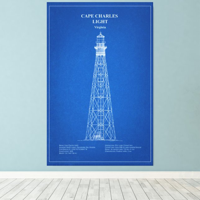 Impressão Em Tela Cabo Charles Lighthouse - Virgínia - AD (Insitu(piso de madeira))