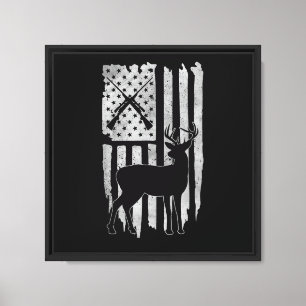 Impressão Em Tela Caça ao Veado com Bandeira Americana Patriótico Ca
