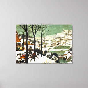 Impressão Em Tela Caçadores de Pieter Bruegel na neve
