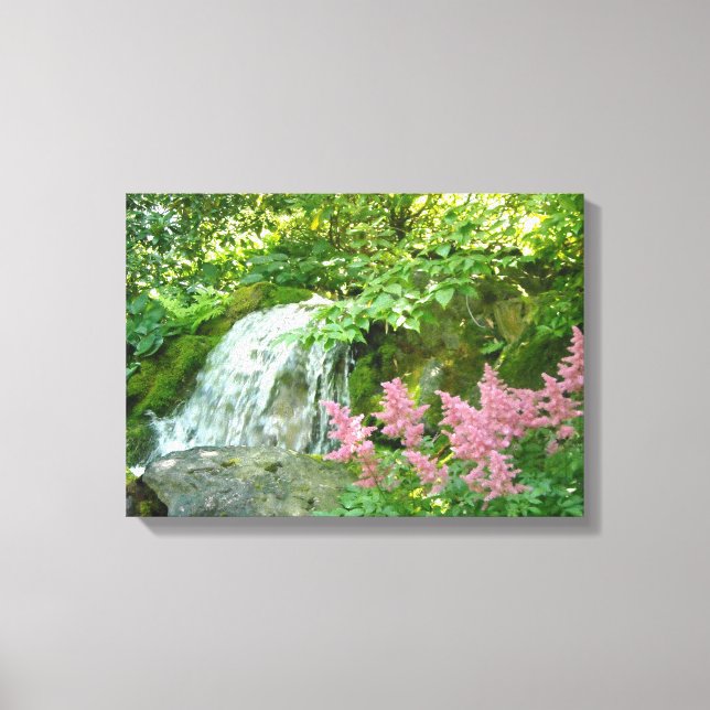 Impressão Em Tela Cachoeira e Astilbe Rosa (Frente)