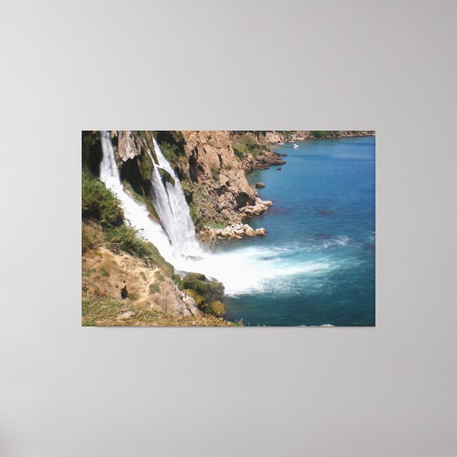 Impressão Em Tela cachoeira turca Duden com o mar Mediterrâneo (Frente)