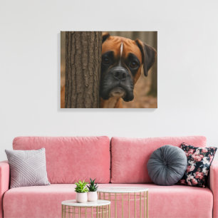 Impressão Em Tela Cachorro Boxer Espia