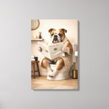 Cachorro Bulldog Engraçado Lendo Jornal Humor Banh