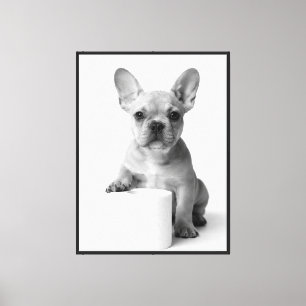 Impressão Em Tela Cachorro Bulldog Francês Minimalista e Engraçado G