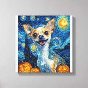 Impressão Em Tela cachorro chihuahua sorrindo noite estrelada por Va