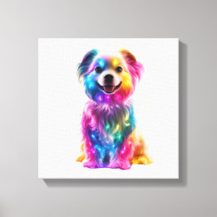 Impressão Em Tela Cachorro Colorido