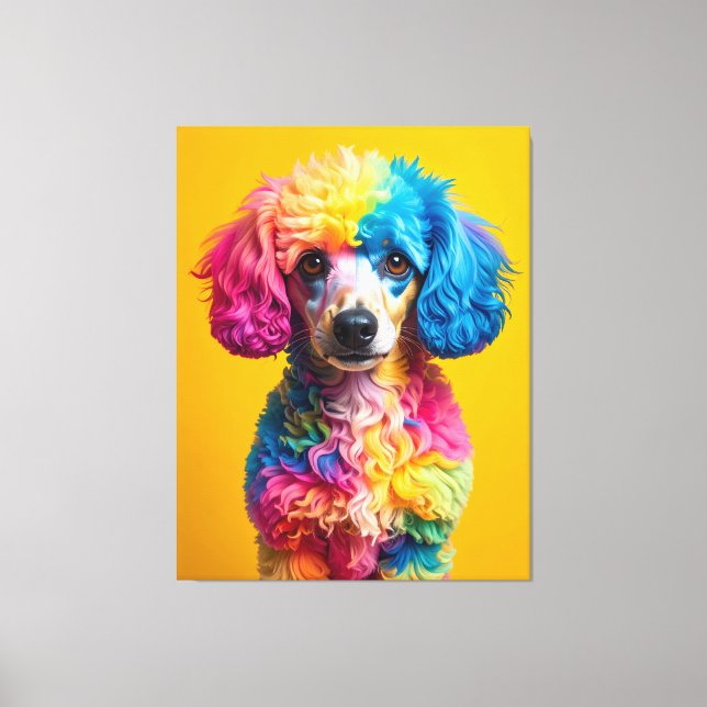 Impressão Em Tela Cachorro Colorido (Frente)