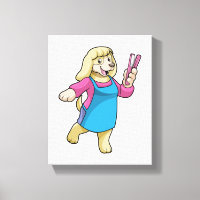 Cachorro como cabeleireiro com pente