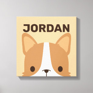 Impressão Em Tela Cachorro Corgi Fofo com Nome Personalizado