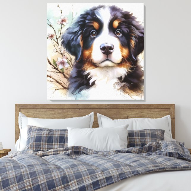 Impressão Em Tela Cachorro-da-montanha Bernese AI Puppy (Insitu(Quarto))