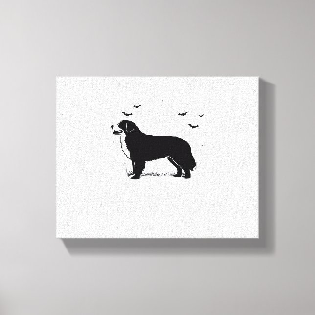 Impressão Em Tela Cachorro de Bernese - Lua de Halloween Silhouette  (Frente)