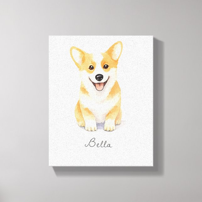 Impressão Em Tela Cachorro de Corgi (Frente)