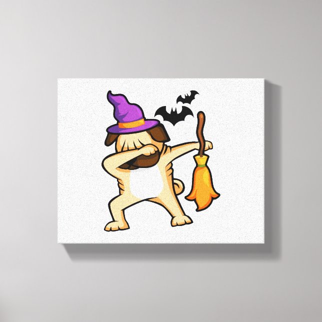 Impressão Em Tela Cachorro de Dabbing Halloween (Frente)
