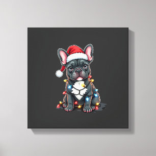 Impressão Em Tela Cachorro de Natal Bulldog Francês Xmas Frenchie 3