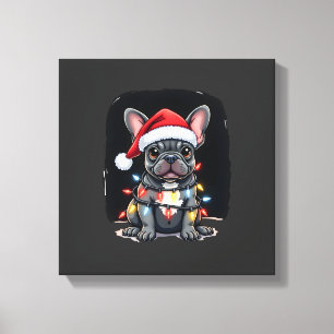 Impressão Em Tela Cachorro de Natal Bulldog Francês Xmas Frenchie Ho