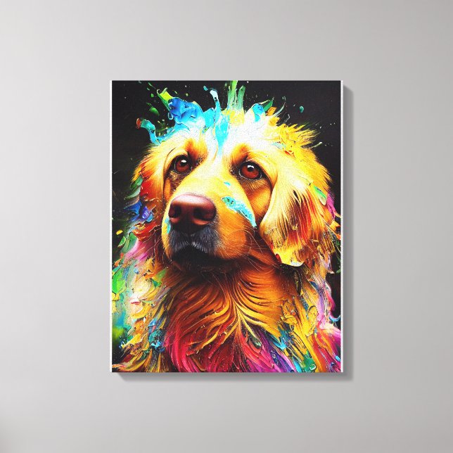 Impressão Em Tela Cachorro de Retriever ouro Animal de estimação (Frente)