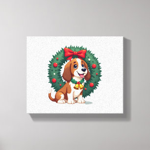 Impressão Em Tela Cachorro do Basset Hound Jingle Bells