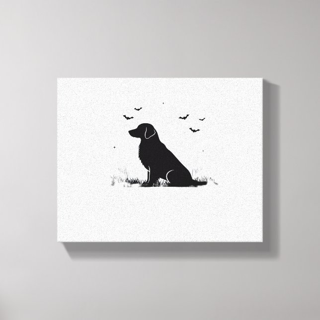 Impressão Em Tela Cachorro do Retriever do ouro - Silhueta da Lua do (Frente)