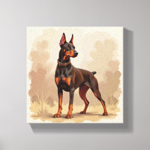 Impressão Em Tela Cachorro Doberman Pinscher Marrom Ferrugem Vermelh