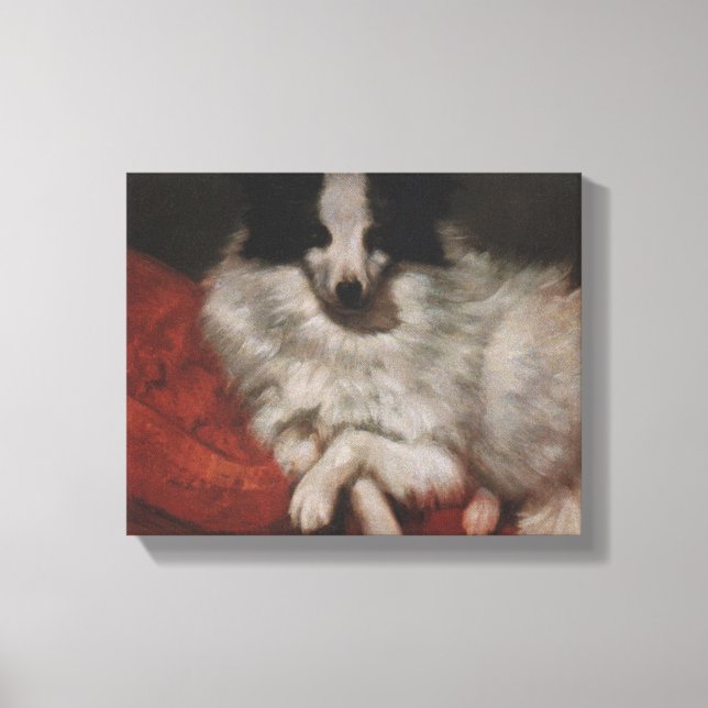 Impressão Em Tela Cachorro Elegante sentado em uma almofada (Gustave (Frente)
