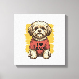 Impressão Em Tela Cachorro Fofo Eu Amo Papai Desenho Vetorial Antigo