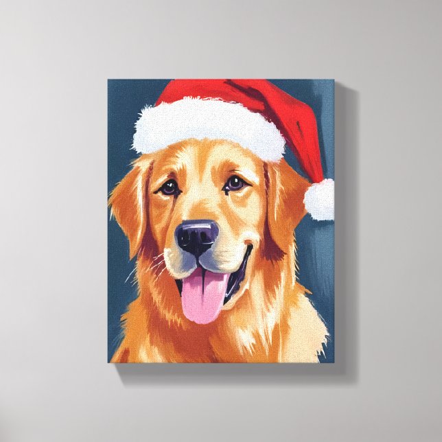 Impressão Em Tela Cachorro Golden Retriever Alegre | Cachorro com Ch (Frente)