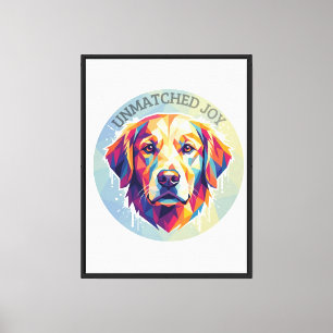 Impressão Em Tela Cachorro Golden Retriever Geométrico - T-Shirt Pop