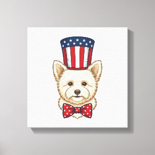 Impressão Em Tela Cachorro Patriótico Chapéu Alto Design Vetorial Vi