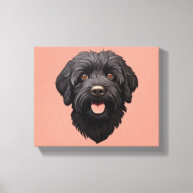 Impressão Em Tela Cachorro Preto Labradoodle (Frente)