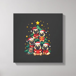 Impressão Em Tela Cachorro Pug Árvore de Natal Natal Fofo (3)
