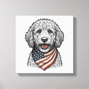 Impressão Em Tela Cachorro Rabiscado Patriótico Desenho Vetorial Ant