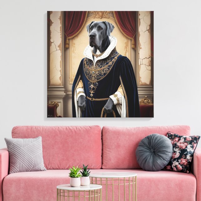 Impressão Em Tela Cachorro Regal no Ataque Renascentista - Arte Digi (Insitu(Sala de estar))