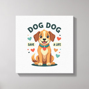 Impressão Em Tela Cachorro Resgate Fofo Vintage Salve Uma Vida Carto