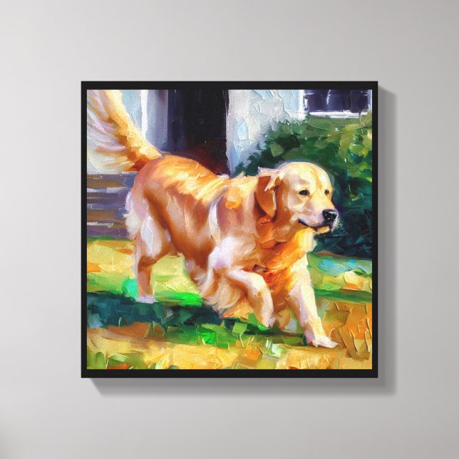 Impressão Em Tela Cachorro Retriever Dourado (Frente)