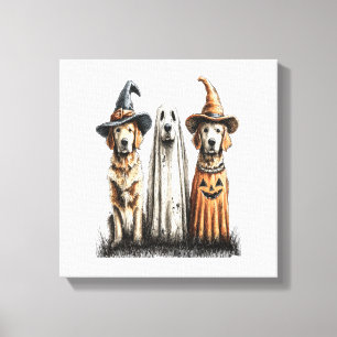 Impressão Em Tela Cachorro Retriever Dourado Fantasma de Halloween