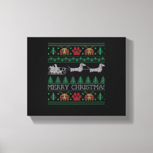 Impressão Em Tela Cachorro Salsicha Dachshund Natal Feio Camiseta de